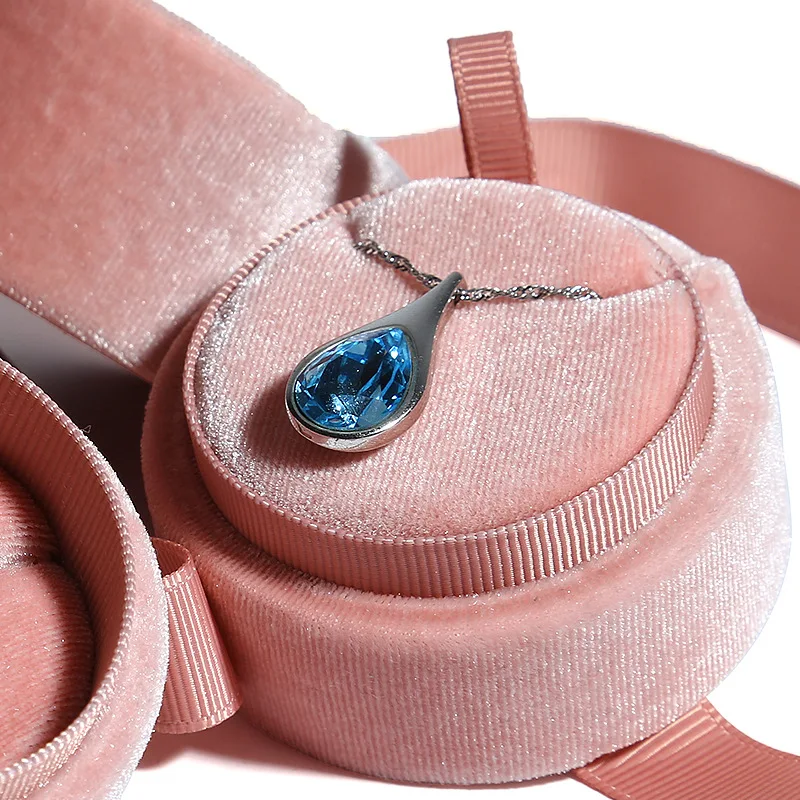 Ручной работы винтаж бархат кулон ожерелье коробка подарочная розовая лента