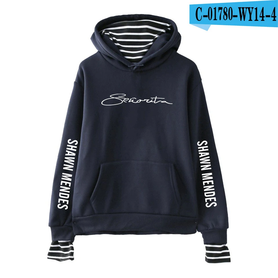 New shawn mendes Fake Two Pieces Hoodies Men/Women Autumn Winter Fashion Casual Sweatshirt Shawn Mendes Hip Hop Hoodie - Цвет: navyblue