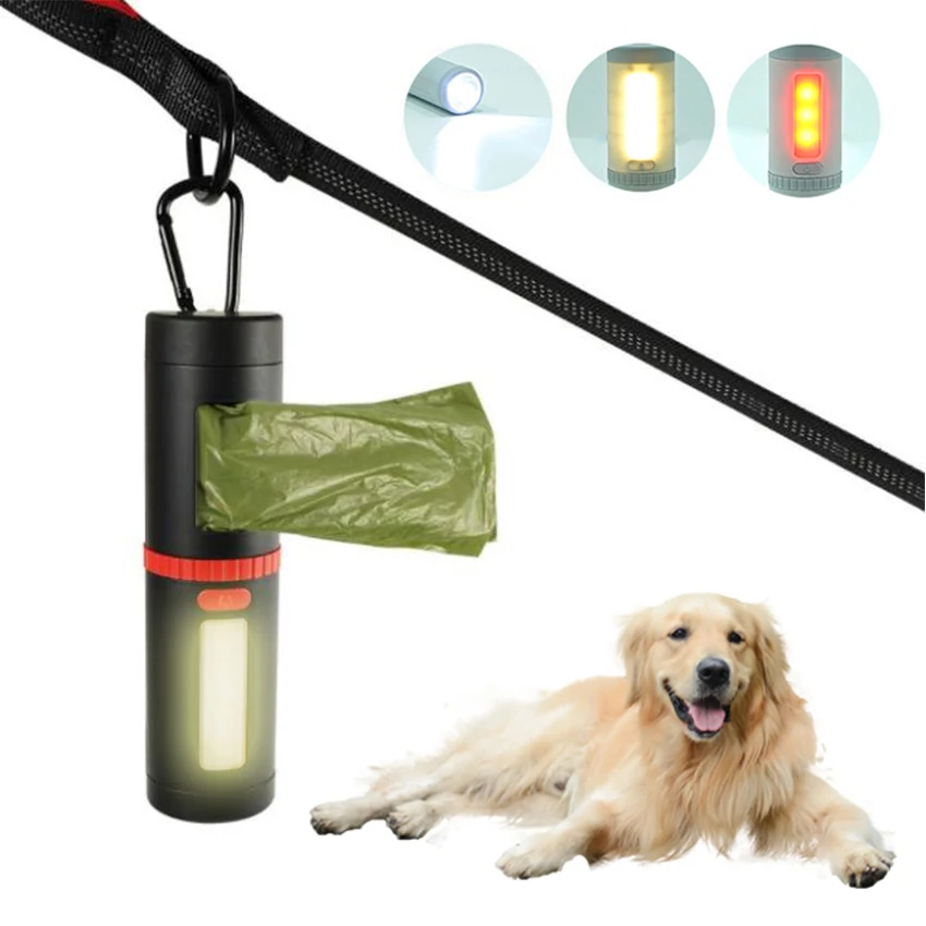 

Dog Poop Waste Bags Dispenser With LED Flashlight Dog Poop Bag Dispenser Outdoor Walking Dog Bag Holder For Leash Pet Supplies