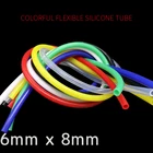 Гибкая силиконовая труба ID 6 мм диаметром 8 мм Еда Класс нетоксичный пить воду резиновый шланг молока пива мягкой трубы разъем красочные