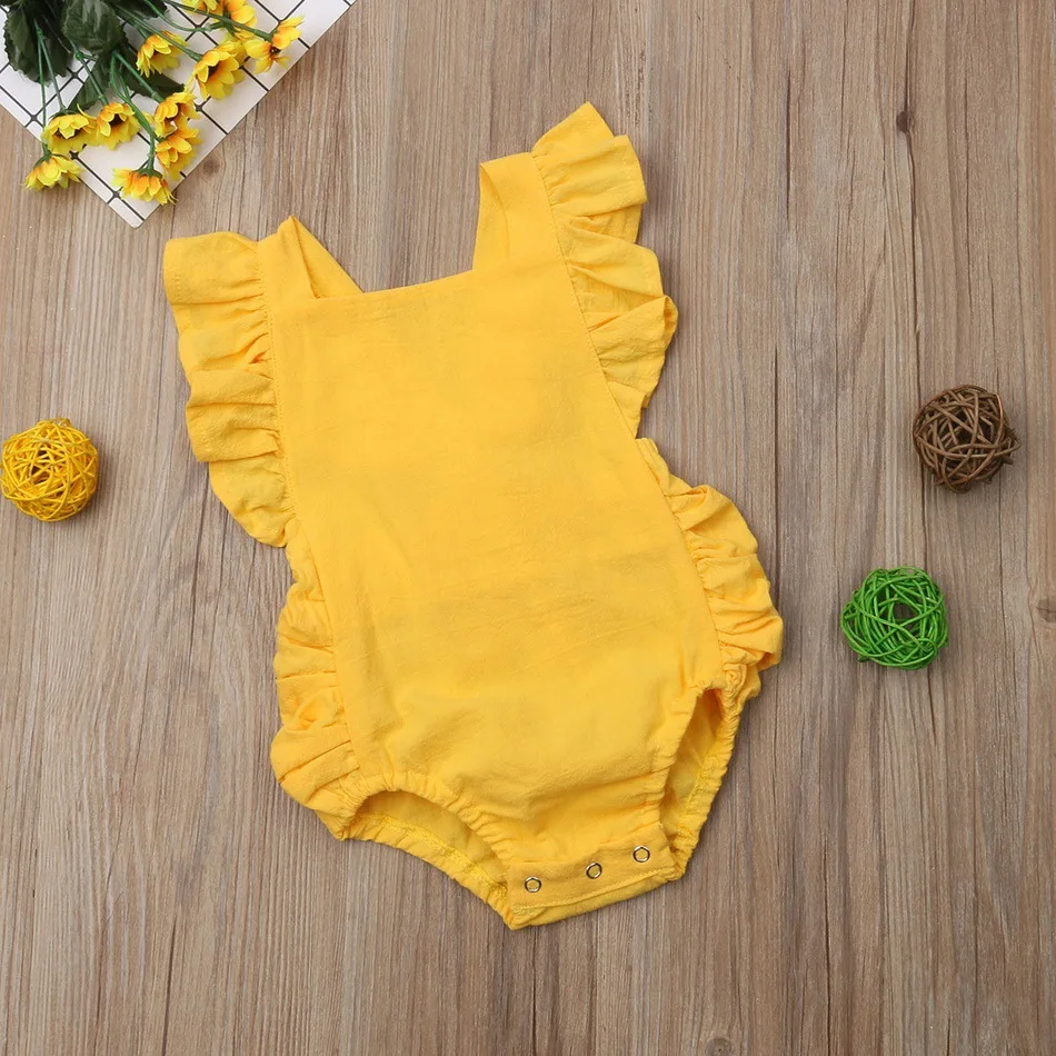 

2020 Summer Newborn Baby Romper Suit Infant Baby Girl bodysuit Solid Princess Overall Summer Baby Clothes Baby Jumpsuit Playsuit