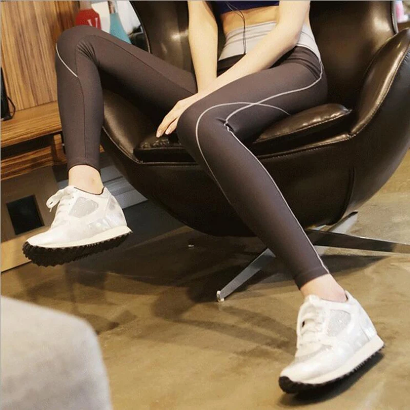 Для женщин Йога штаны с высокой талией для девочек узкие брюки-карандаш