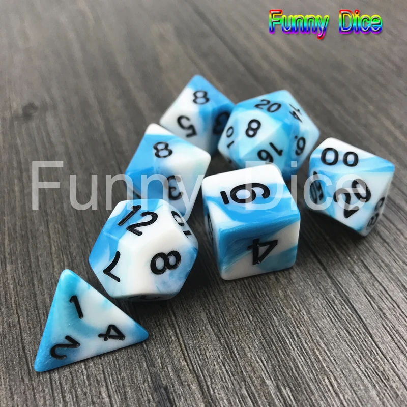Разноцветные многогранные белые разноцветные синие Кости полный набор D4 D20 с