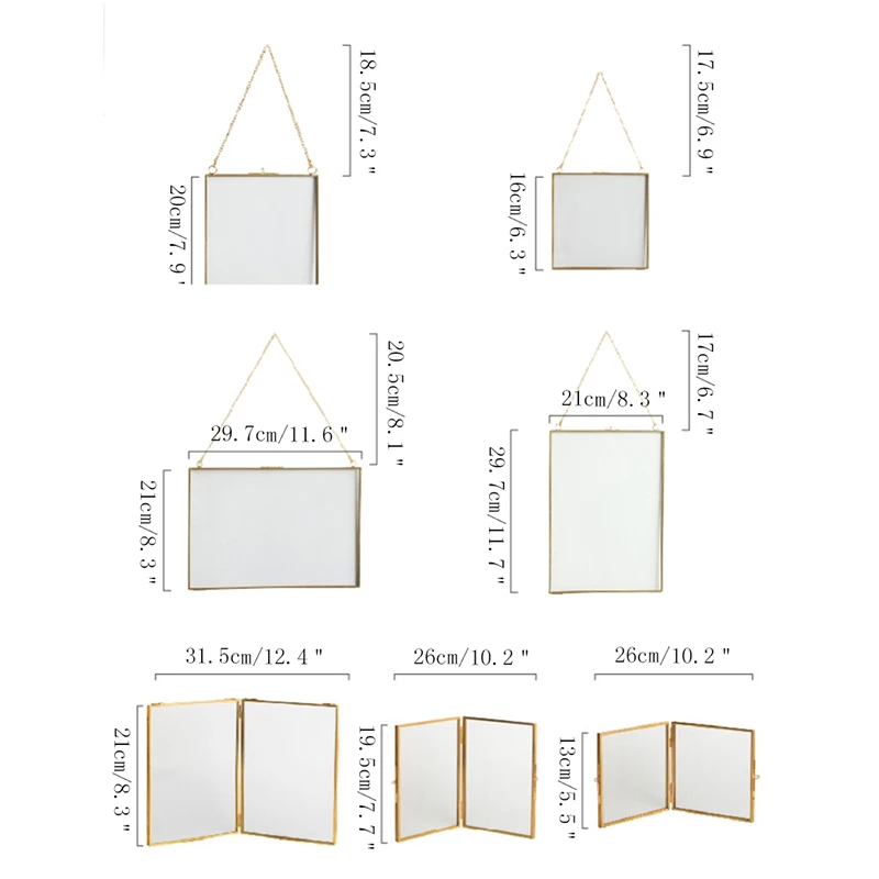 Скандинавская Золотая латунная подвесная фоторамка настенная фигурка для