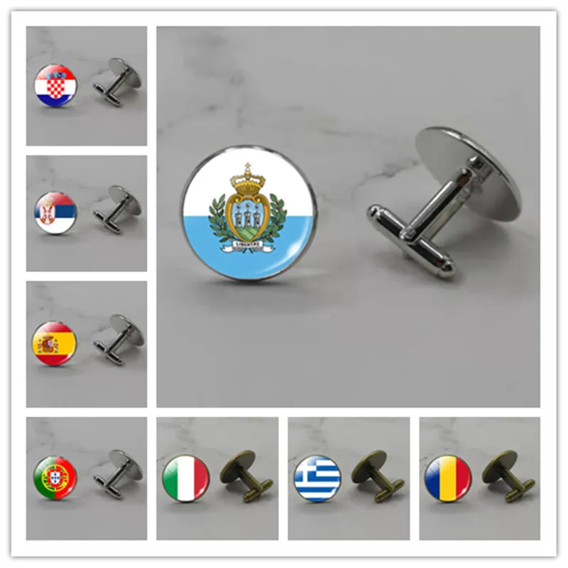 Запонки с изображением флага круглые стеклянные запонки для мужчин Испании