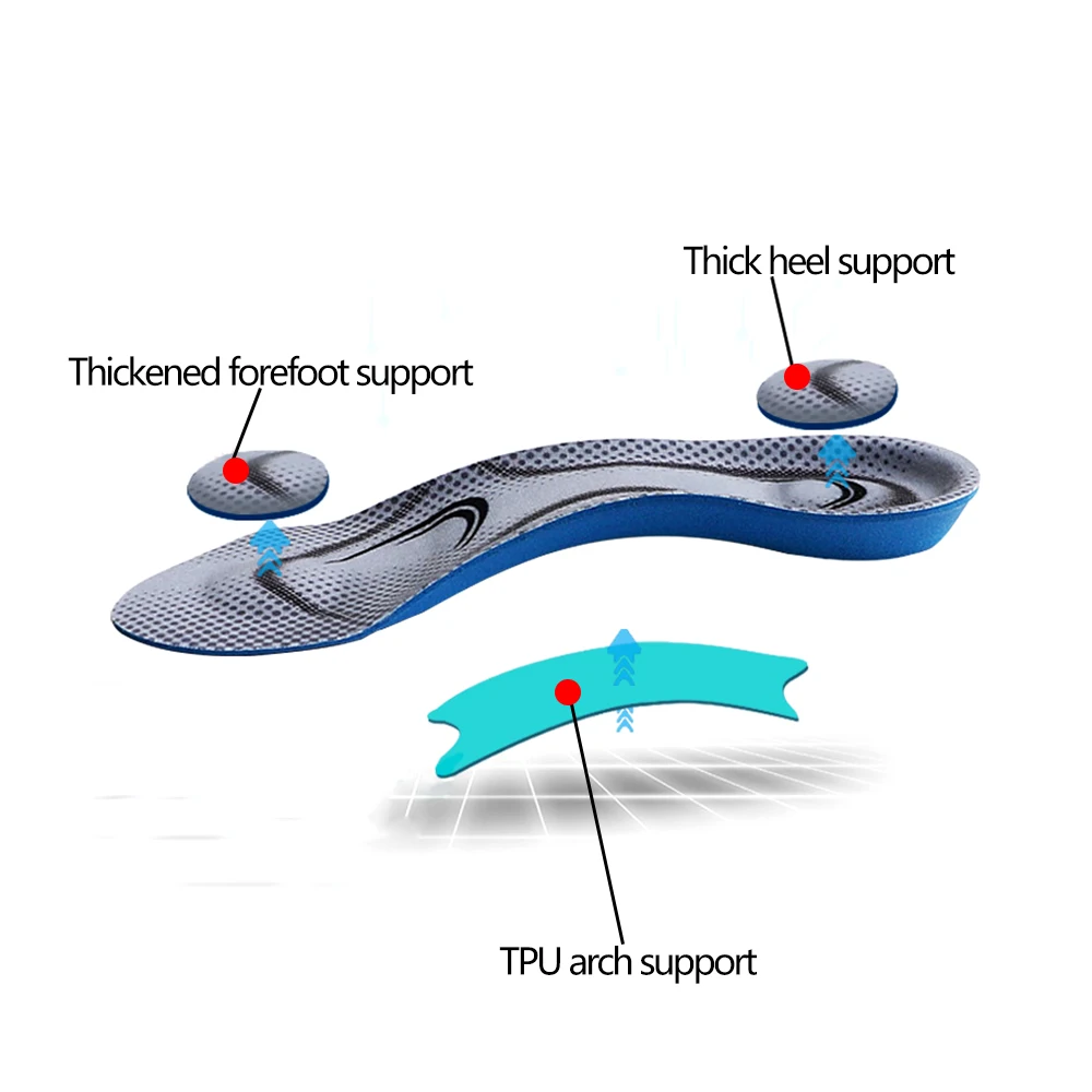 Men Half Insoles Memory Foam Orthotic Arch Support for Flatfoot Sports Insert Shoes Foot Heel Care Shock-Absorbant Pads