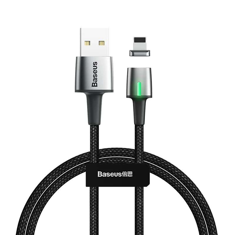 Baseus светодиодный магнитный usb-кабель для apple светильник с разъемом микро usb type c кабель для iPhone samsung huawei xiaomi зарядка Android - Тип штекера: IP lightning Black