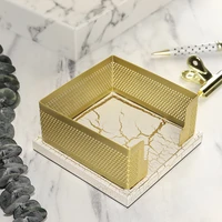 white stone texture new metal notepad cube holder dispenser container for office home school supplies