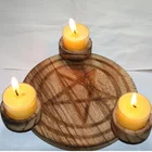 Астрология подсвечник из дерева table Pentacle алтарная Свеча держатель пластина Triquetra деревянные гадания Wicca церемония Аксессуары