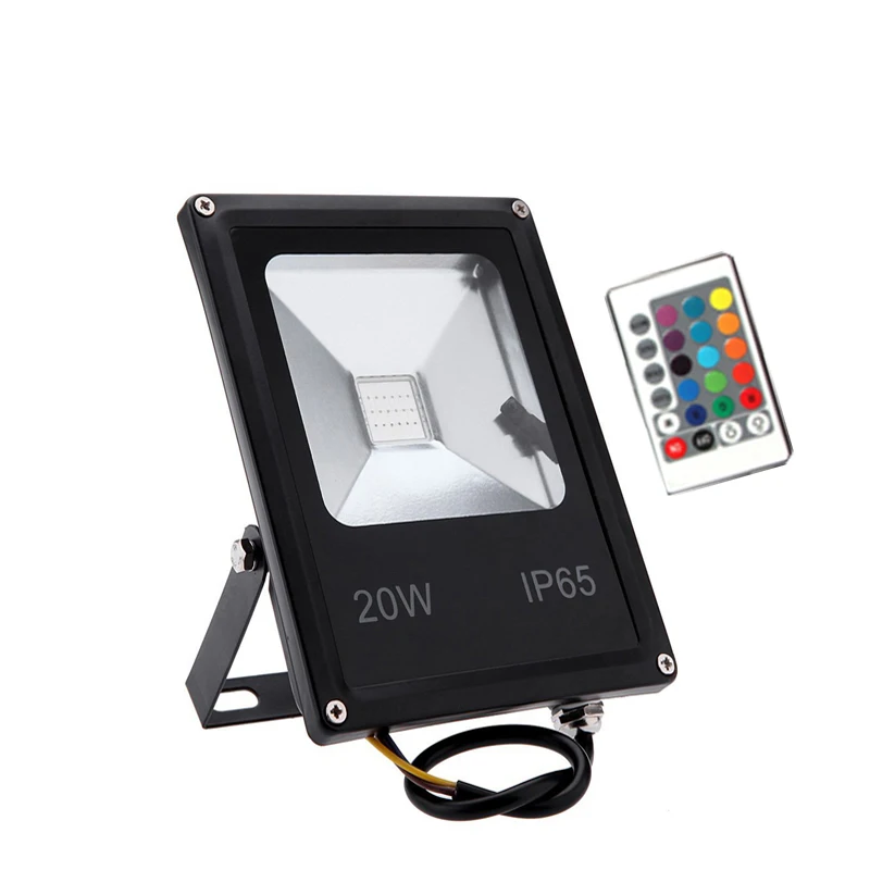 

LED Floodlights 10W 20W 30W 50W RGB Flood Light With Remote Controller Reflector IP65 Outdoor Light AC110V 240V Garden Lamp