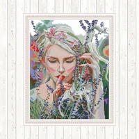counted dmc cross stitch kits for embroidery kits woman 14ct 11ct aida fabric printed canvas painting diy hand crafts needlewoek