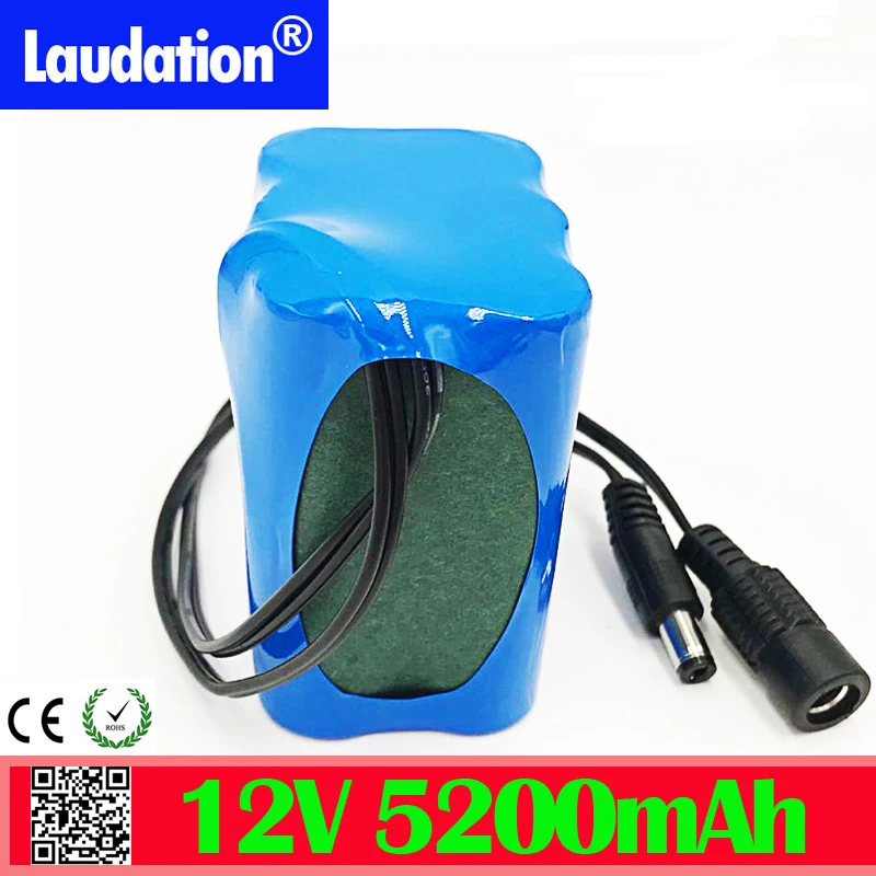 Аккумулятор 12v li-ion 3S BMS DC 11,1 V 12,6 ah 5200 V mAh 12V Портативный Перезаряжаемый литиевый аккумулятор CCTV монитор охотничий фонарик