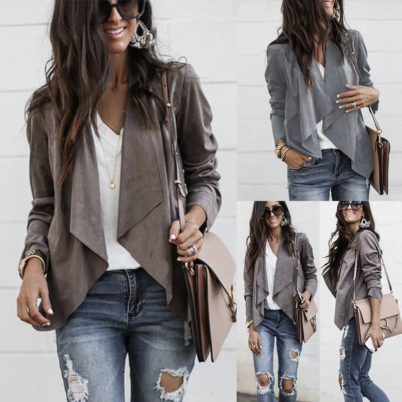 

2019 New Fall Autumn Women Slim Long Sleeve OL Casual Blazer Suit Jacket Coat Outwear Cardigan Asymmetrical Open Stitch Jackets