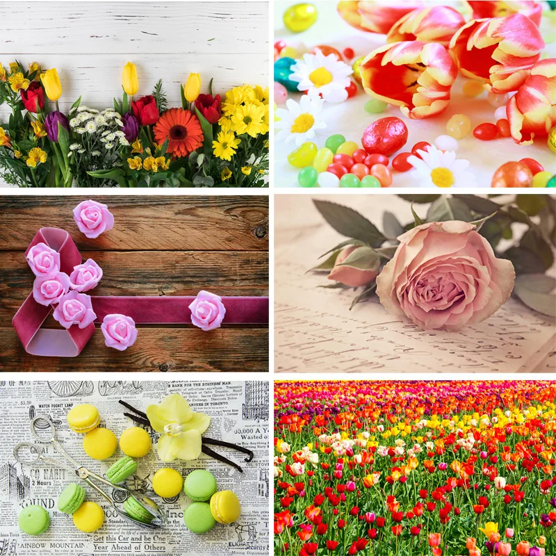 

Vinyl Custom Photography Backdrops Flower and Wooden Planks Theme Photography Background 200309HK-09