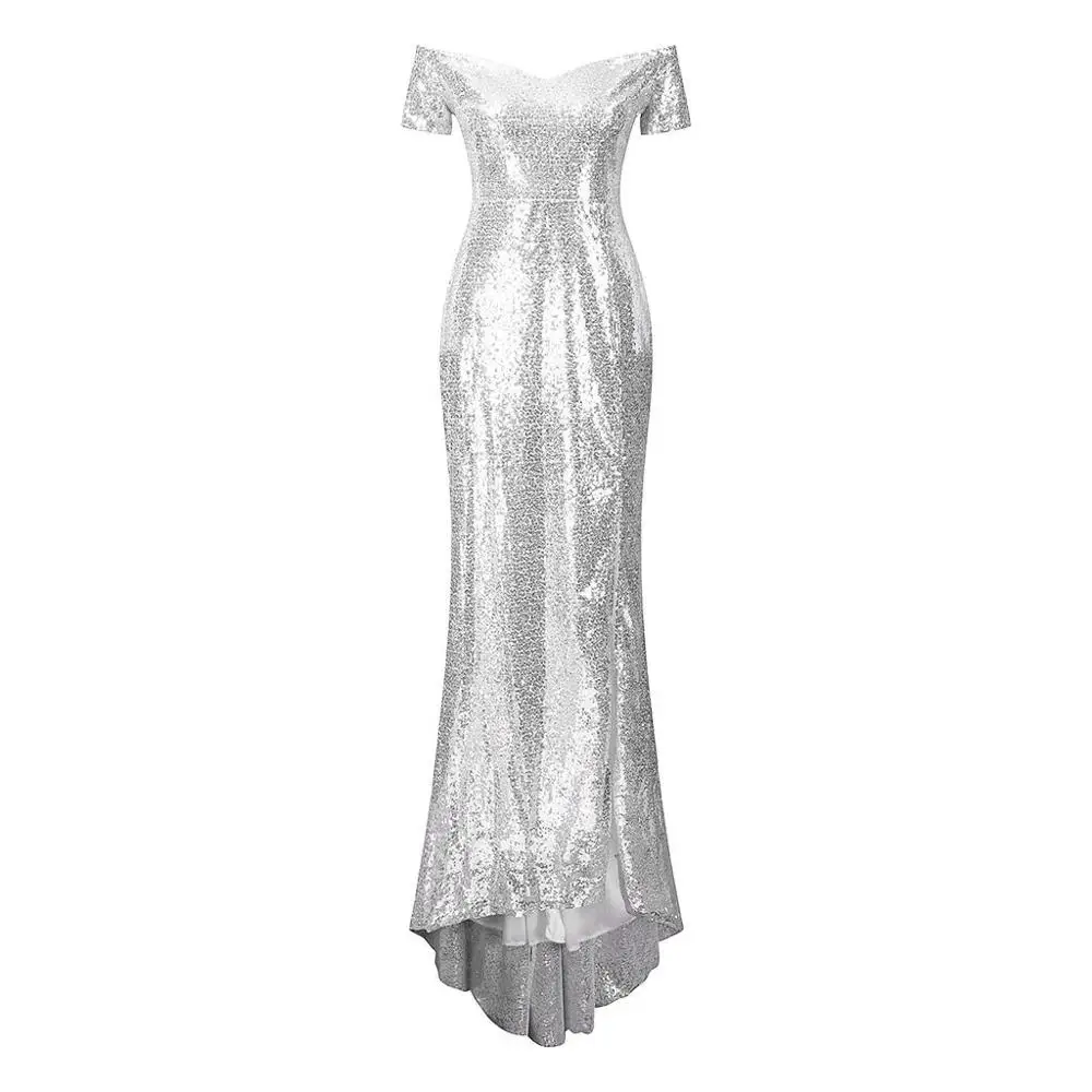 До пола русалка осеннее платье сексуальные женщины с плеча Slash шеи короткий рукав