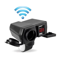 12 24v waterproof motorcycle phone charger with cigarette lighter dual usb plug e bike scooter handlebar charger t21e