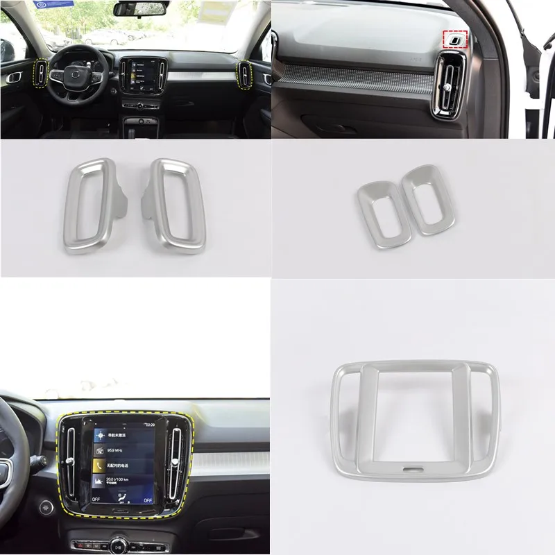 5 pieces Matte Для Volvo XC40 ABS автомобильный Стайлинг интерьер верхняя боковая консоль приборная панель навигация вентиляционное отверстие выход крышка планки - Название цвета: 5 pieces Matte