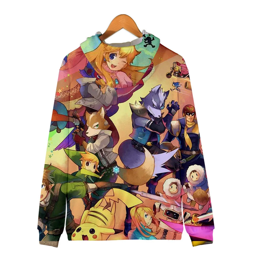Супер Марио Bros. 3D Толстовка с капюшоном, флисовая толстовка Super Smash Bros, толстовки Harajuku, мужской спортивный костюм, хип-хоп куртка на молнии, пальто, одежда