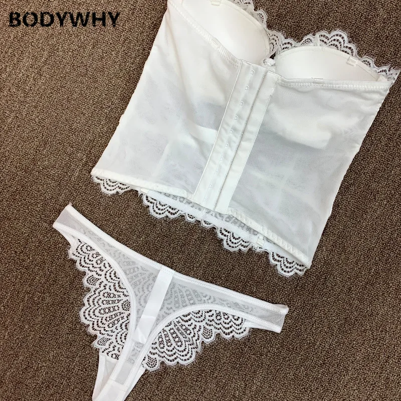 Women Lace Bra Set Backless Bra and Panty Set Push Up Deep V Underwear Brief Set Lingerie 3 Colors Sexy Elegant Fashion Beauty