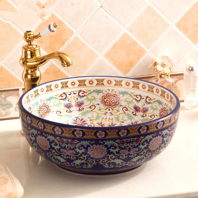 Европейский Винтажный стиль керамическая раковина столешница для ванной