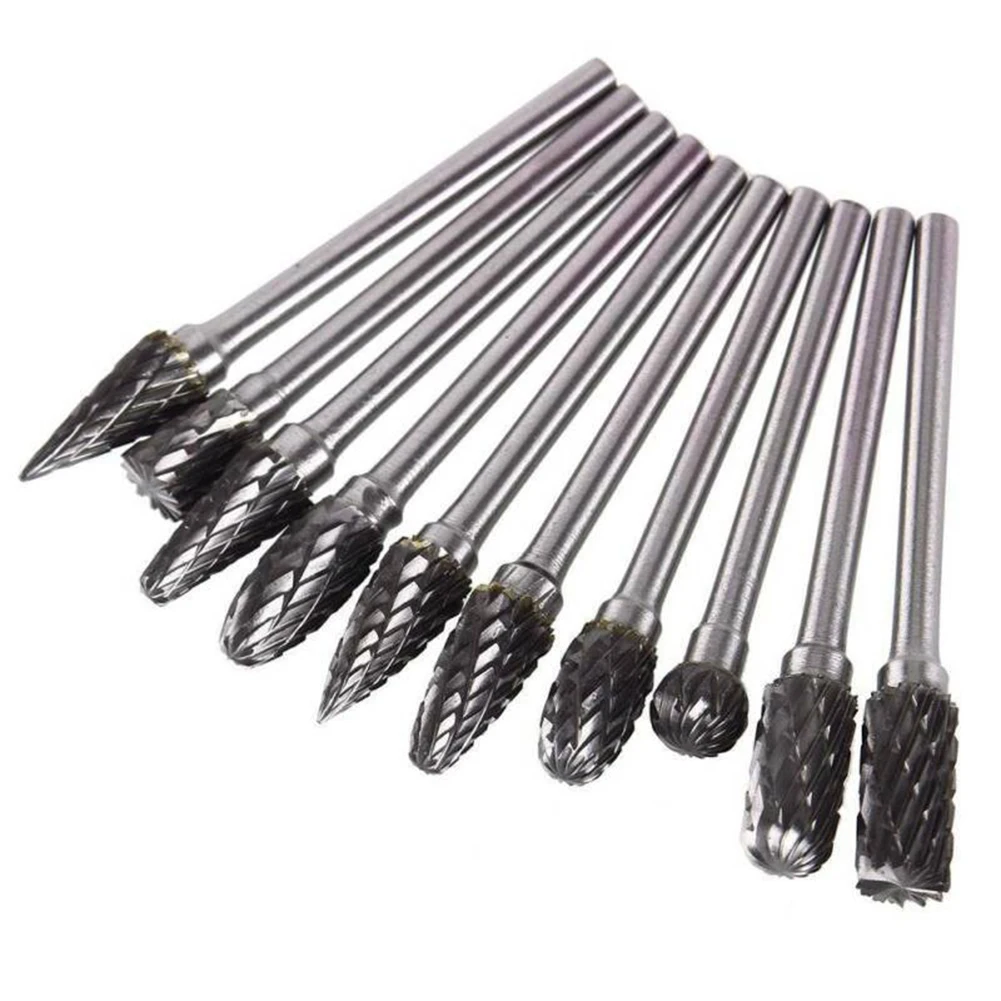 

10pcs Drill Bits Set Cemented Carbide Cutting Burr Kit Rotary Grinder Grinding Drill Bit Tool Part Kits