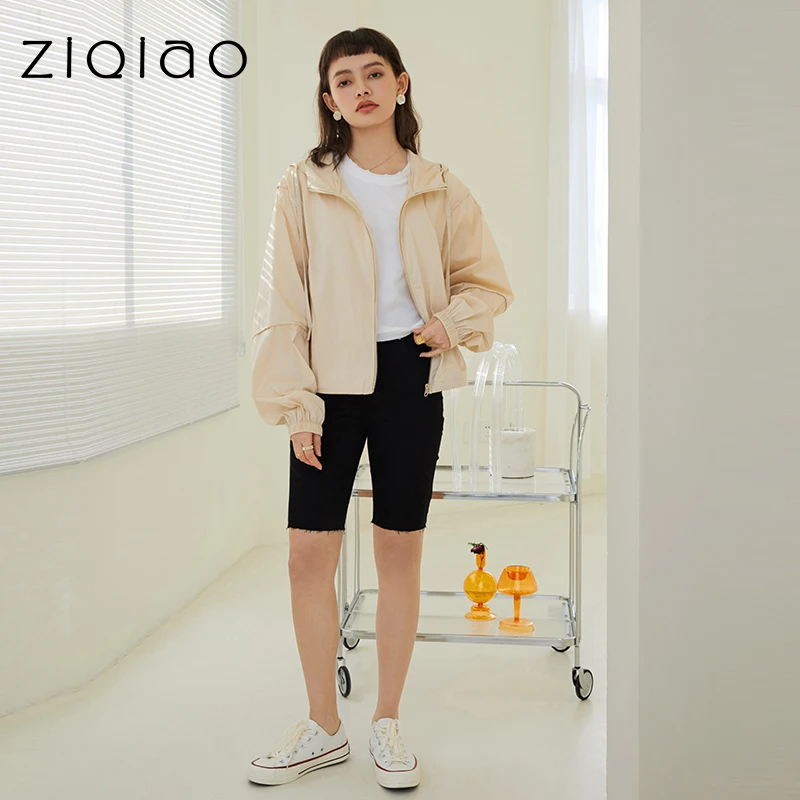 

ZIQIAO Women's Coat Office Lady Jacket Female Spring Fashion Spring New Pink Hong Kong Style Thin Sports Short Ins Trendy Top