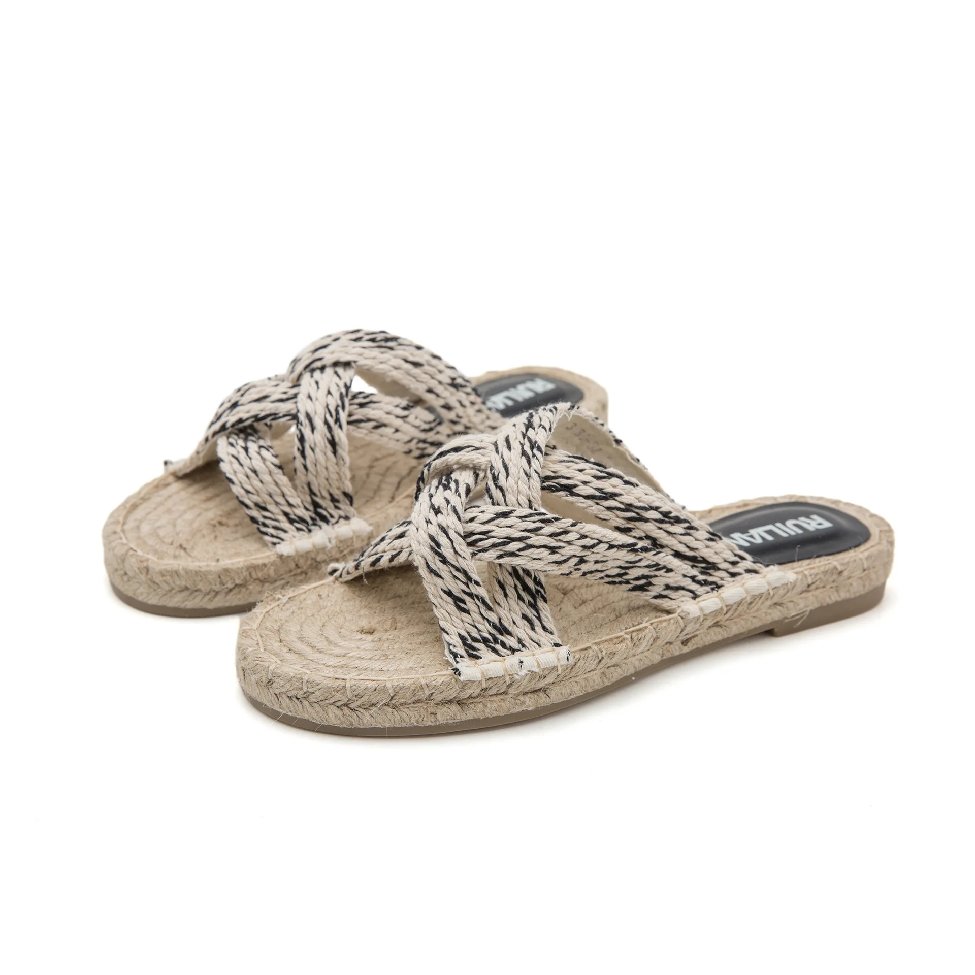 

Rubber Flip Flops Slippers Women Summer Shoes Low Pantofle Cross-Tied Slides Beige Heeled Sandals Hawaiian 2021 Flat Black Soft