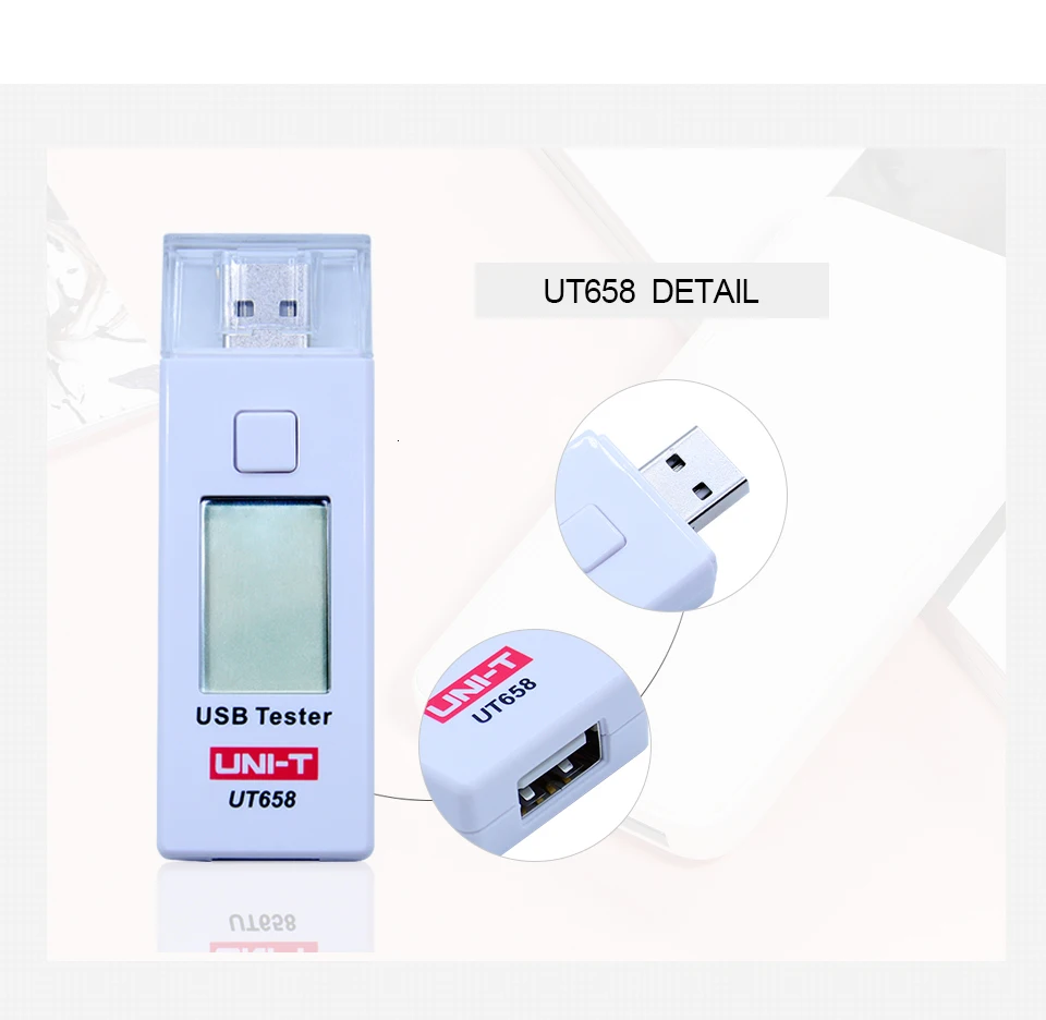 UNI-T UT658 UT658B USB Тестер Вольтметр Амперметр цифровой ЖК-монитор напряжения измеритель тока измеритель емкости 9 в 3 А с подсветкой