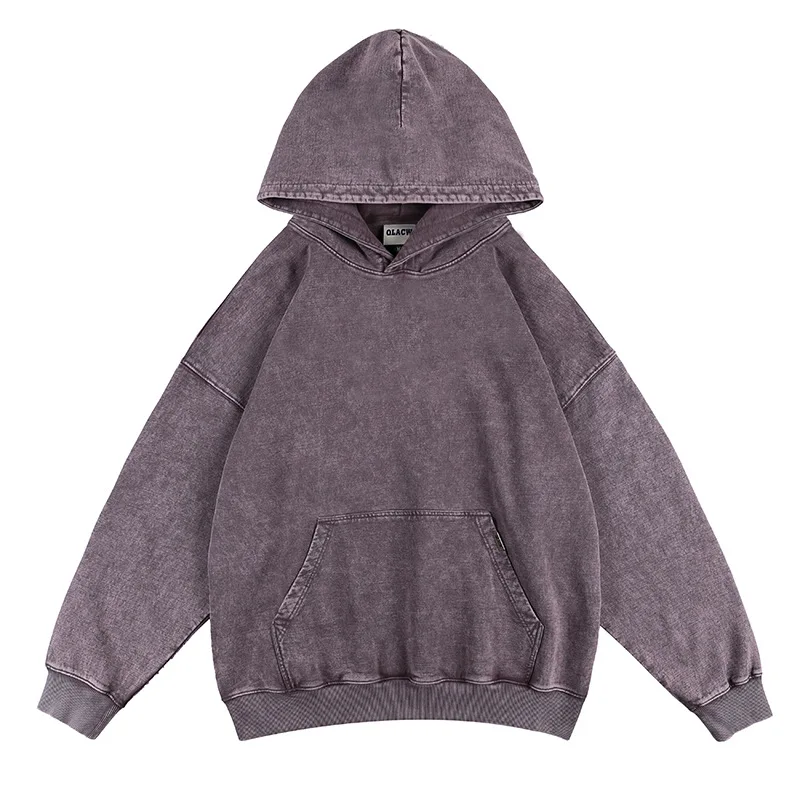 2021 осень и зима модный бренд 400 г однотонный тяжелый ретро свитер с капюшоном для мужчин