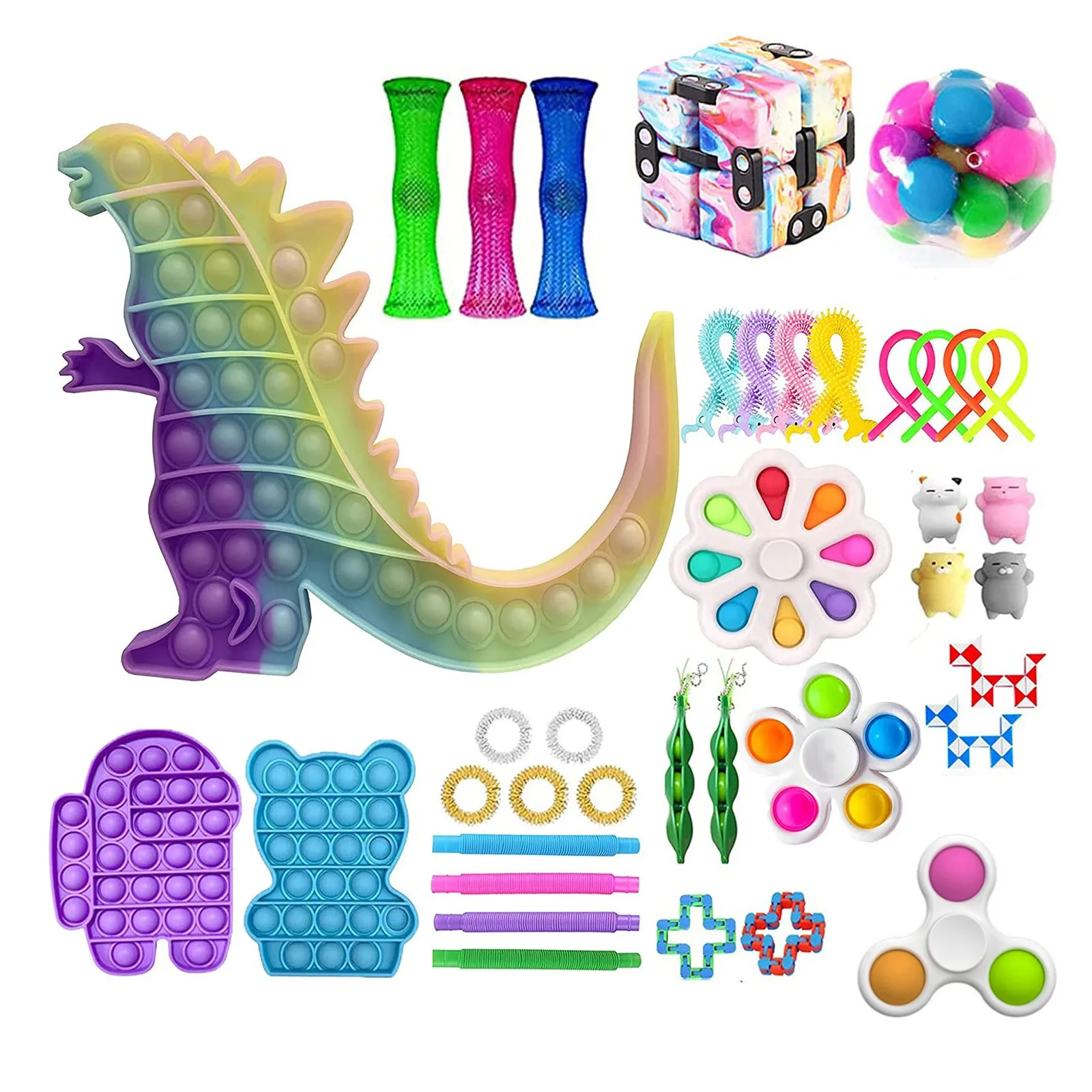 Juego de juguetes antiestr&eacute;s para ni&ntilde;os y adultos, juguete antiestr&eacute;s para aliviar el autismo, con burbujas de empuje y descompresi&oacute;n sensorial-0