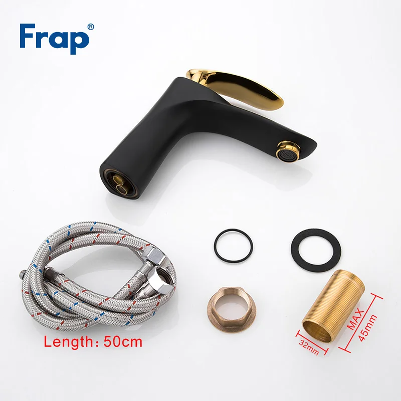 

Frap Basin Faucet Bathroom gold handle Black body Faucet Painting Finish Basin Sink Tap Mixer Hot & Cold Water Faucet Y10057