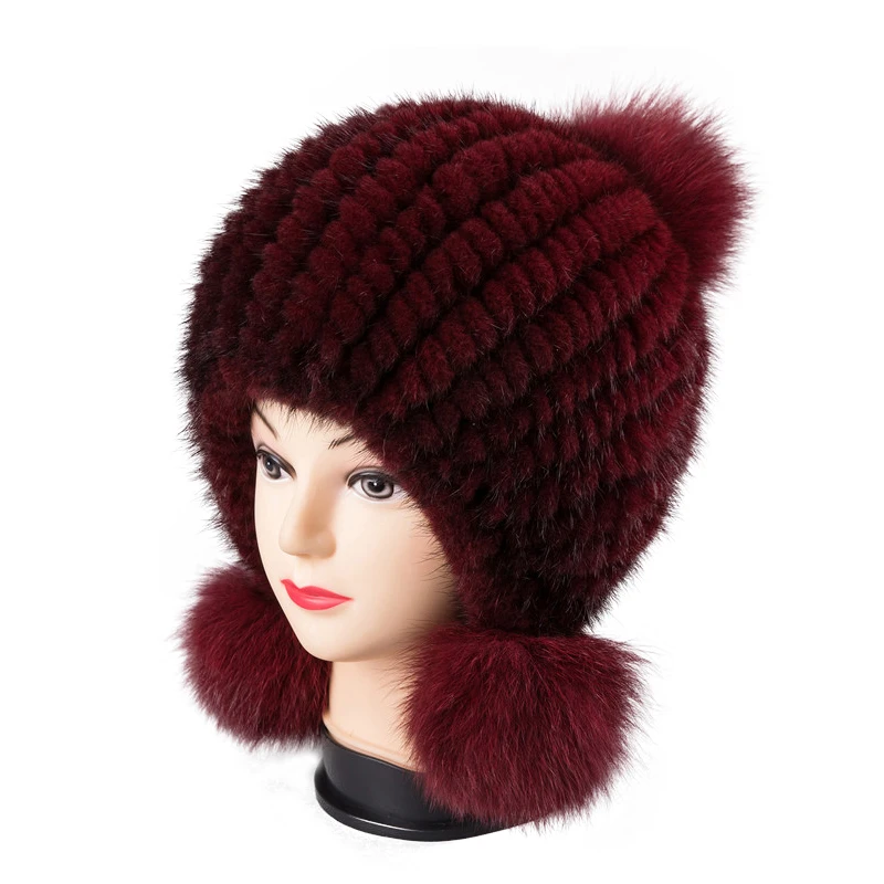 Женская меховая шапка 2019 модная Трендовая из лисьего меха и норки Новая