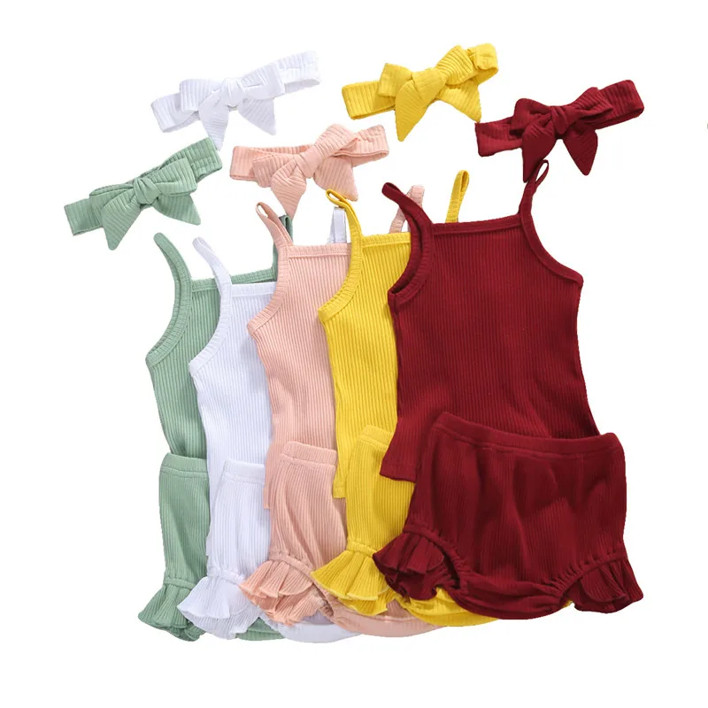 Летняя одежда для маленьких девочек жилет без рукавов в рубчик новорожденных