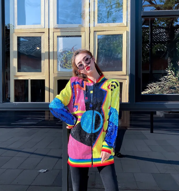 Женское осенне-зимнее Свободное пальто с длинным рукавом и круглым вырезом |