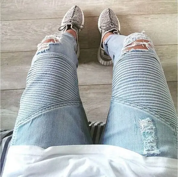 

21 spring and summer slim stretch holed motorcycle casual jeans pants men skinny jeans men men clothing streetwear men