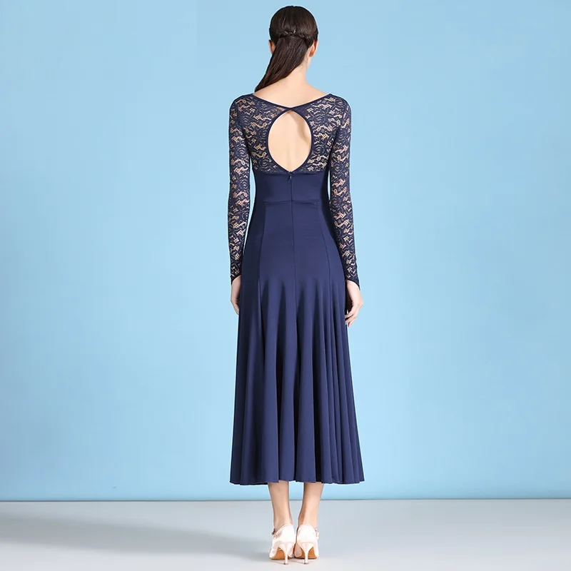 H2581 для взрослых женщин современный танец платье кружево с длинным рукавом