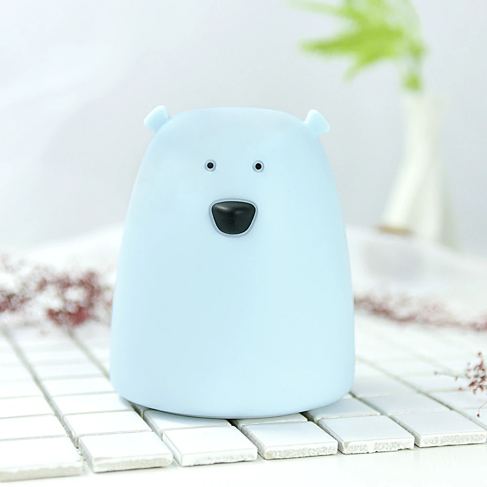 Силиконовый ночник в виде медведя цветная светодиодная прикроватная лампа