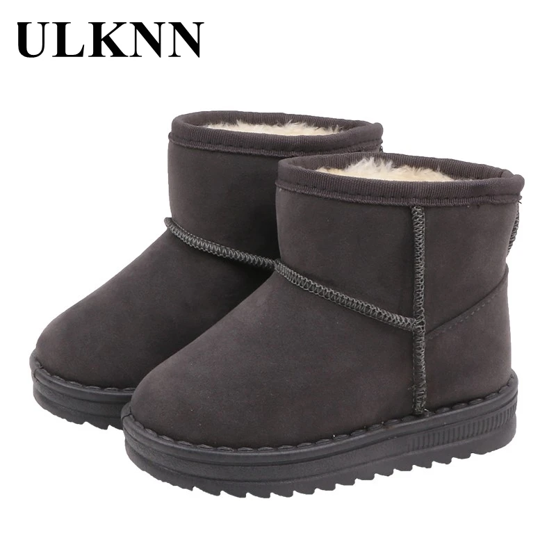 

ULKNN Children's Cotton Snow Boots 2020 Winter Boys Girls Plush Gray Casual Warm Shoes Students Comfortable Soft Bottom Boots