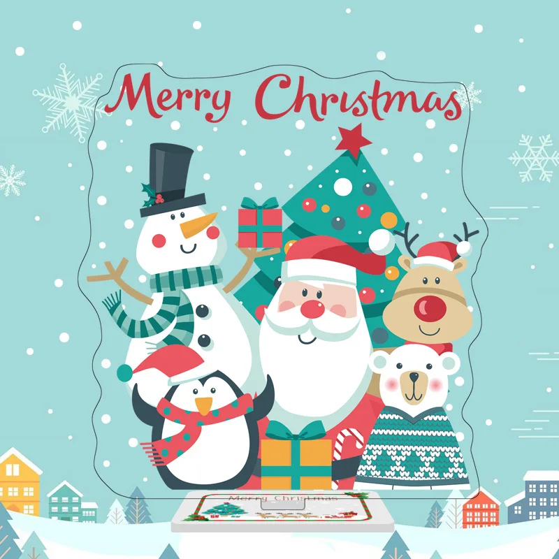 

New Year Presents Keychain Cartoon Christmas Decorations Socks Elk Tree Santa Claus Acrylic Festival Activity Stand Figure