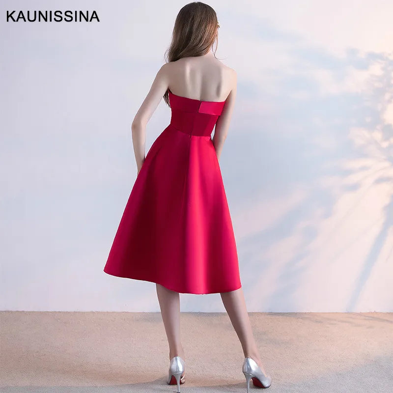 

KAUNISSINA Sexy Off the Shoulder Cocktail Dresses Bridal Banquet Wine Red Stain Backless Party Formal Dress Homecoming Dress
