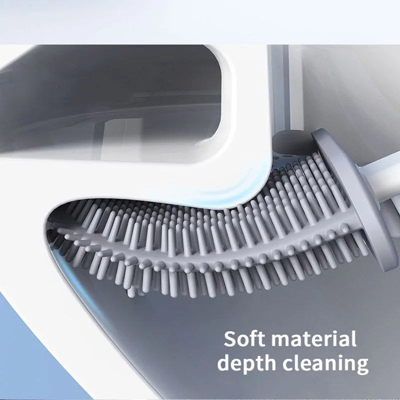 toilet brush water leak proof base bathroom accessories cleaning tool wall hanging flexible silicone head bristles holder set free global shipping
