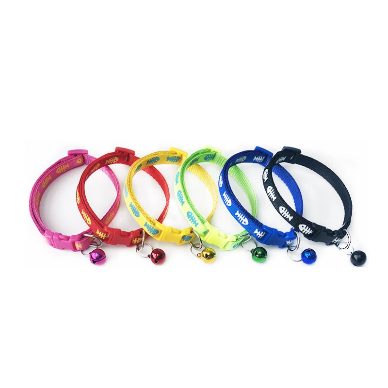 

WOOFSKY 100 pcs Pet collar adjustable size suitable for cats & small dogs Fishbone reflective pet bell collar pet supplies