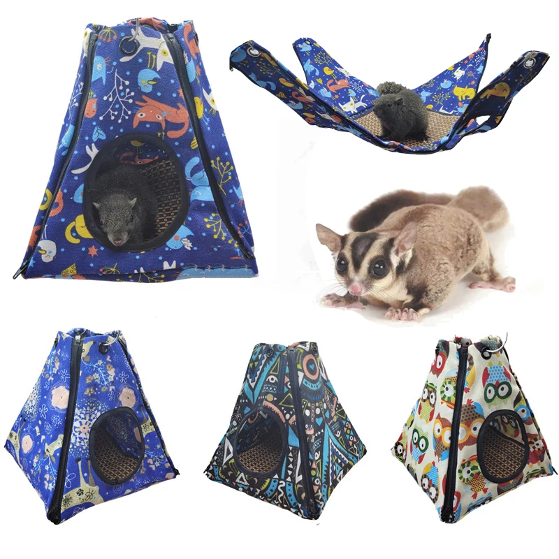 2 in 1 Removable Small Pet Cage Canvas Pet Hammock Nest Winter Summer Squirrel Hamster Washable Small Animals Hanging Hammock