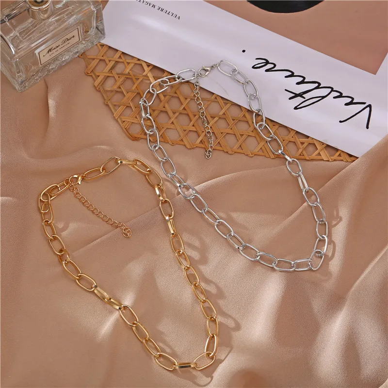 Панк кубинские звенья цепи колье ожерелье для женщин воротник массивное золото