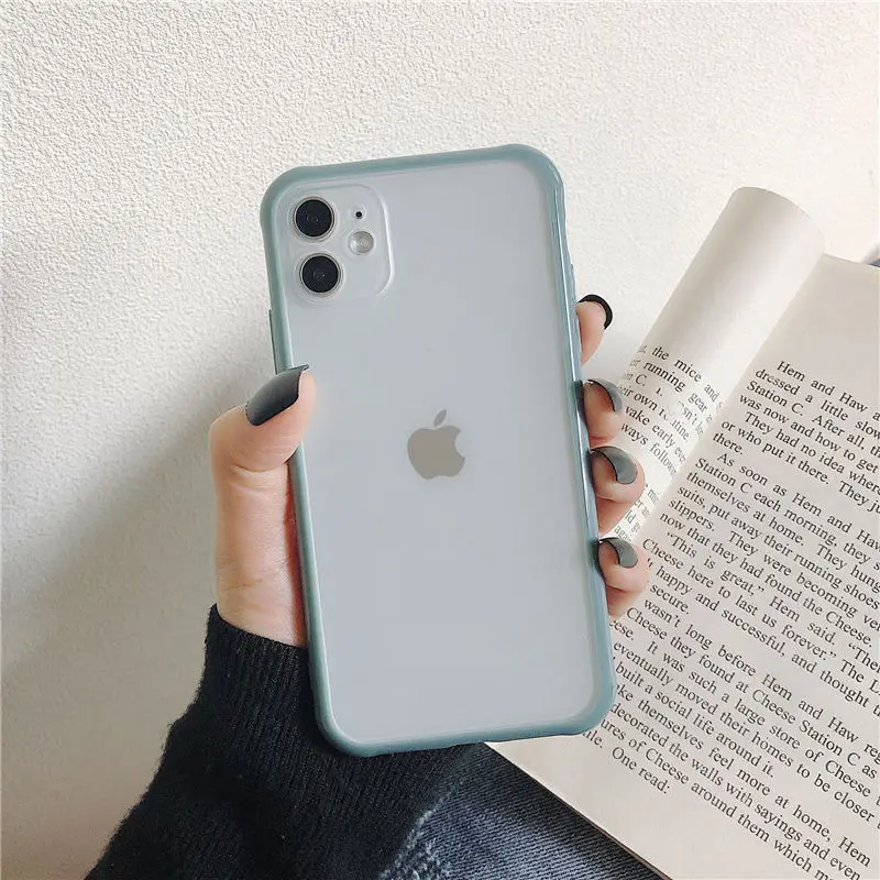 

Contrasting border for iPhone11 mobile phone case 11promax for iPhone8plus x/xr/xsmax soft transparent men and women