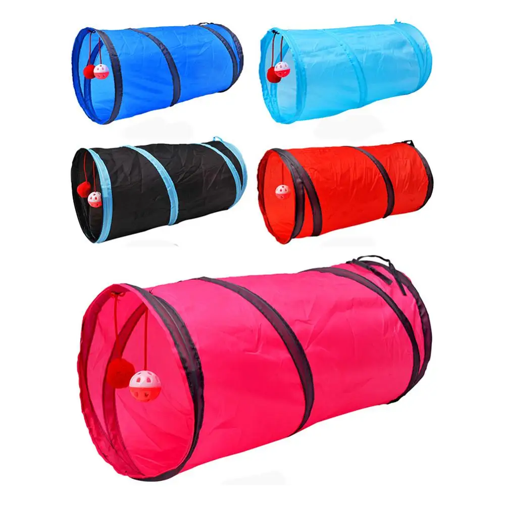 Забавный туннель для кошек 2 отверстия шарики игр складные котенка игрушки