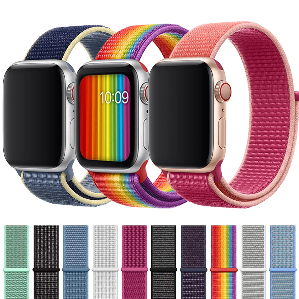 Светильник со светоотражающим браслетом, спортивный ремешок для Apple Watch, 44 мм, 42 мм, 40 мм, 38 мм, нейлоновый ремешок для iwatch, серия 5, 4, 3, 2, 1