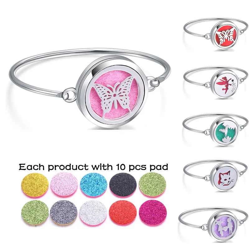 

New butterfly Aromatherapy Bracelet Stainless Steel Perfume Essential Oil Diffuser Aroma Bracelets Diffuser Jewelry with 10 pad