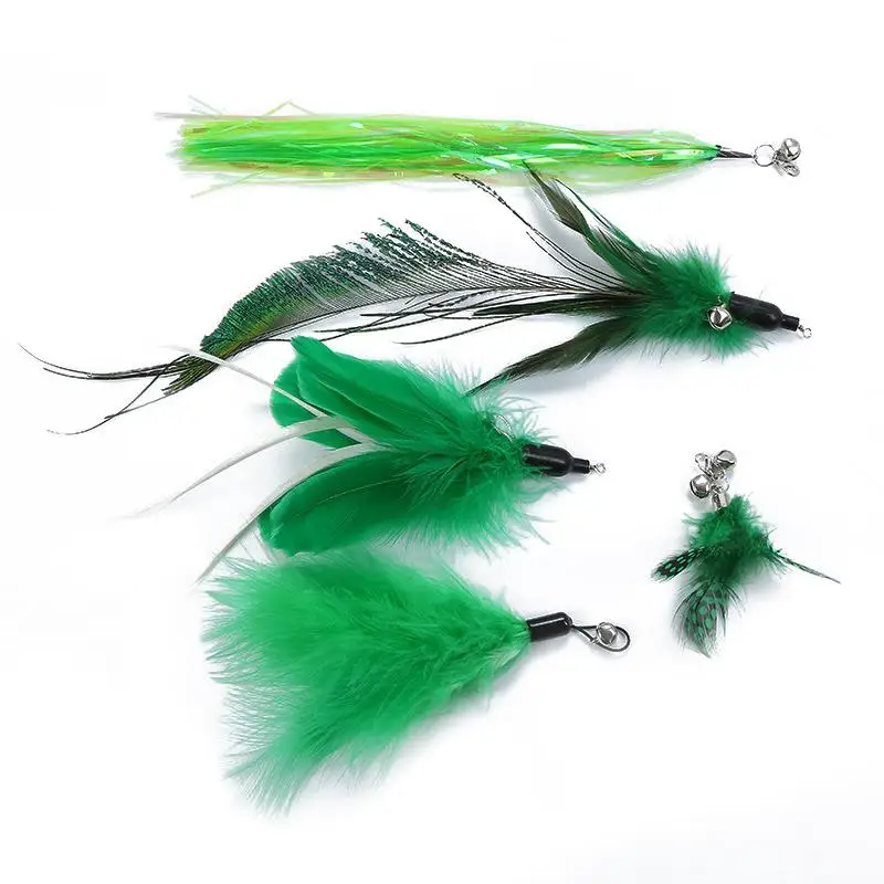 

5Pcs/Set Cat Stick Replacement Assorted Cat Feather Refill Cat Wand Refill Cat Interactive Toy Pet Supplies Cat Favors