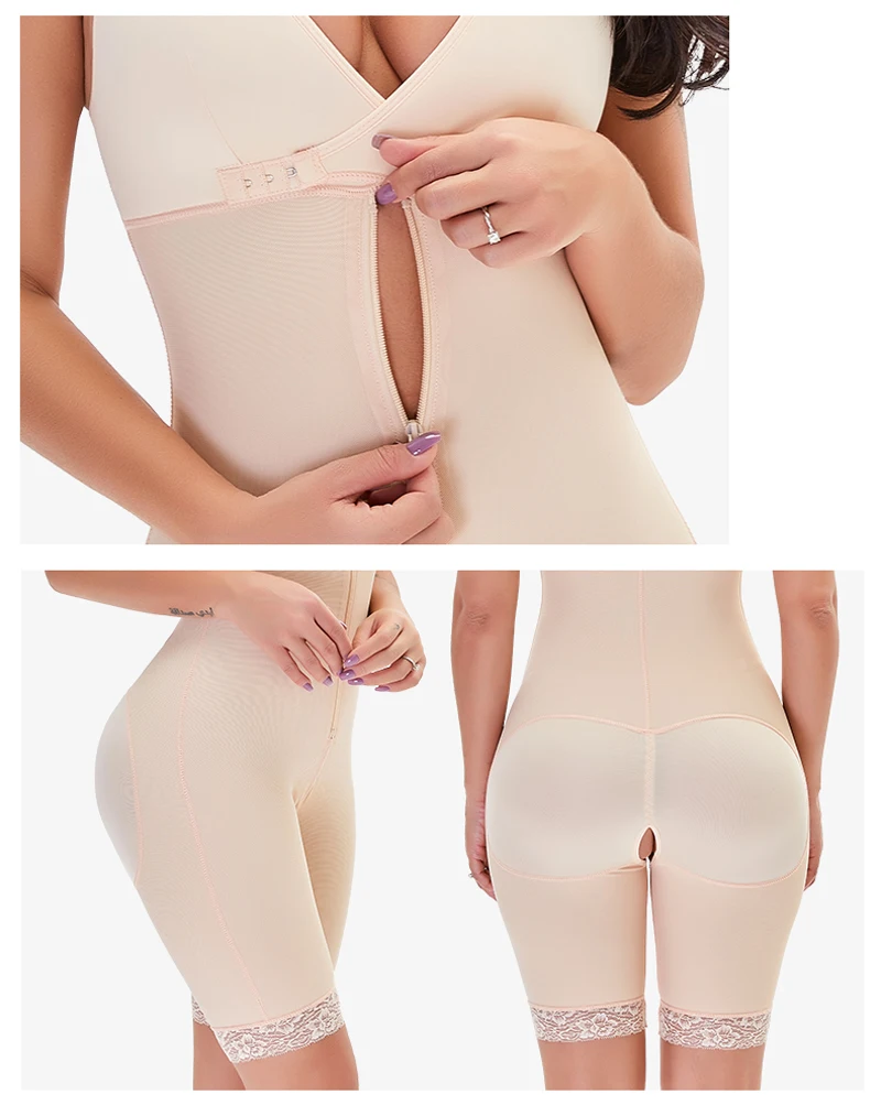 

Big Size Women Body Shaper Full Body Shapewear WhiKhaki te And Black Color Women Slimming Shaper Sheath Plus Size Bodysuit